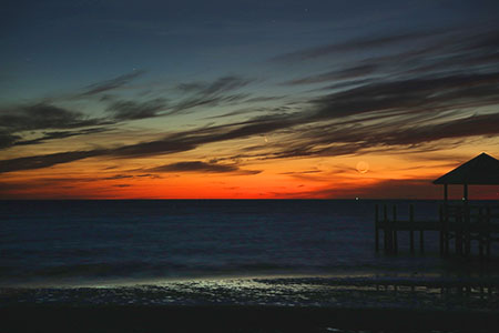 Comet PANSTARRS and Crescent Moon Over Gulf