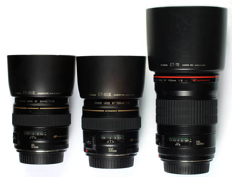 Review: Canon EF 85 f/1.8, Canon EF 100 f/2, Canon EF 135mm f/2 L 