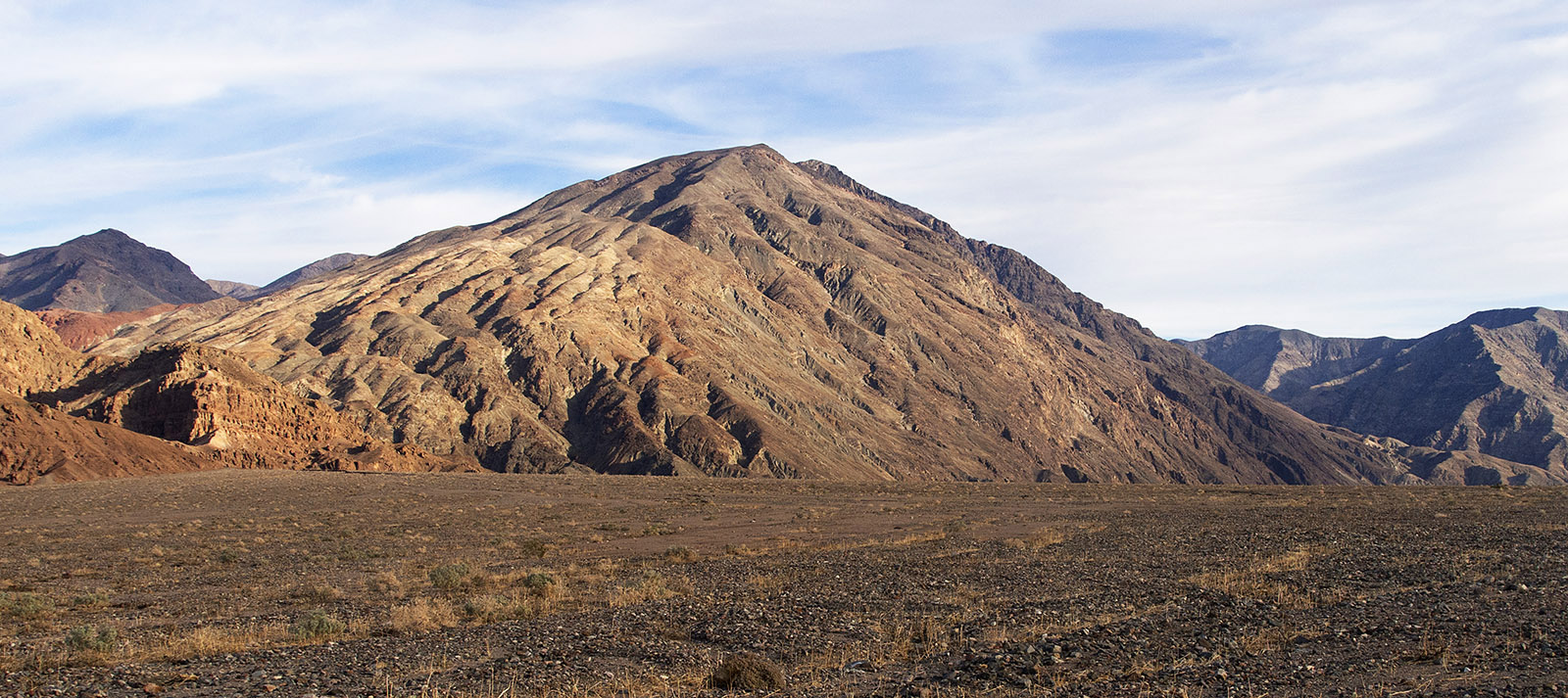 Copper Canyon Turtleback, Black Mountains.  The turtlebacks contain cores of metamorphic rock with the oldest rocks in Death Valley.