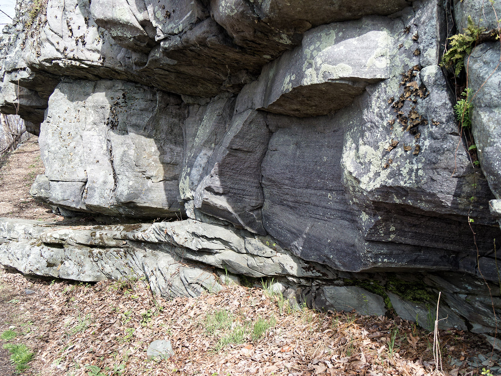 Quartzite in upper two layers.  The bottom layer is phyllite.