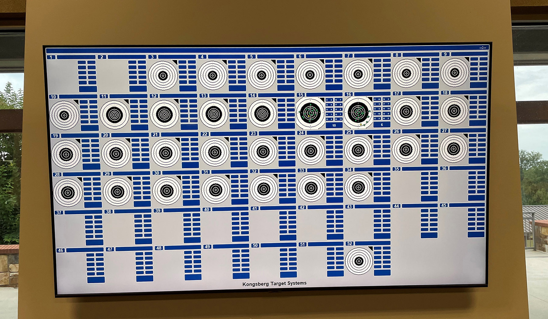 Monitor for 600 yd electronic targets in the CMP clubhouse.  People can sit in air conditioned comfort and monitor friends/family shooting performance during a match.