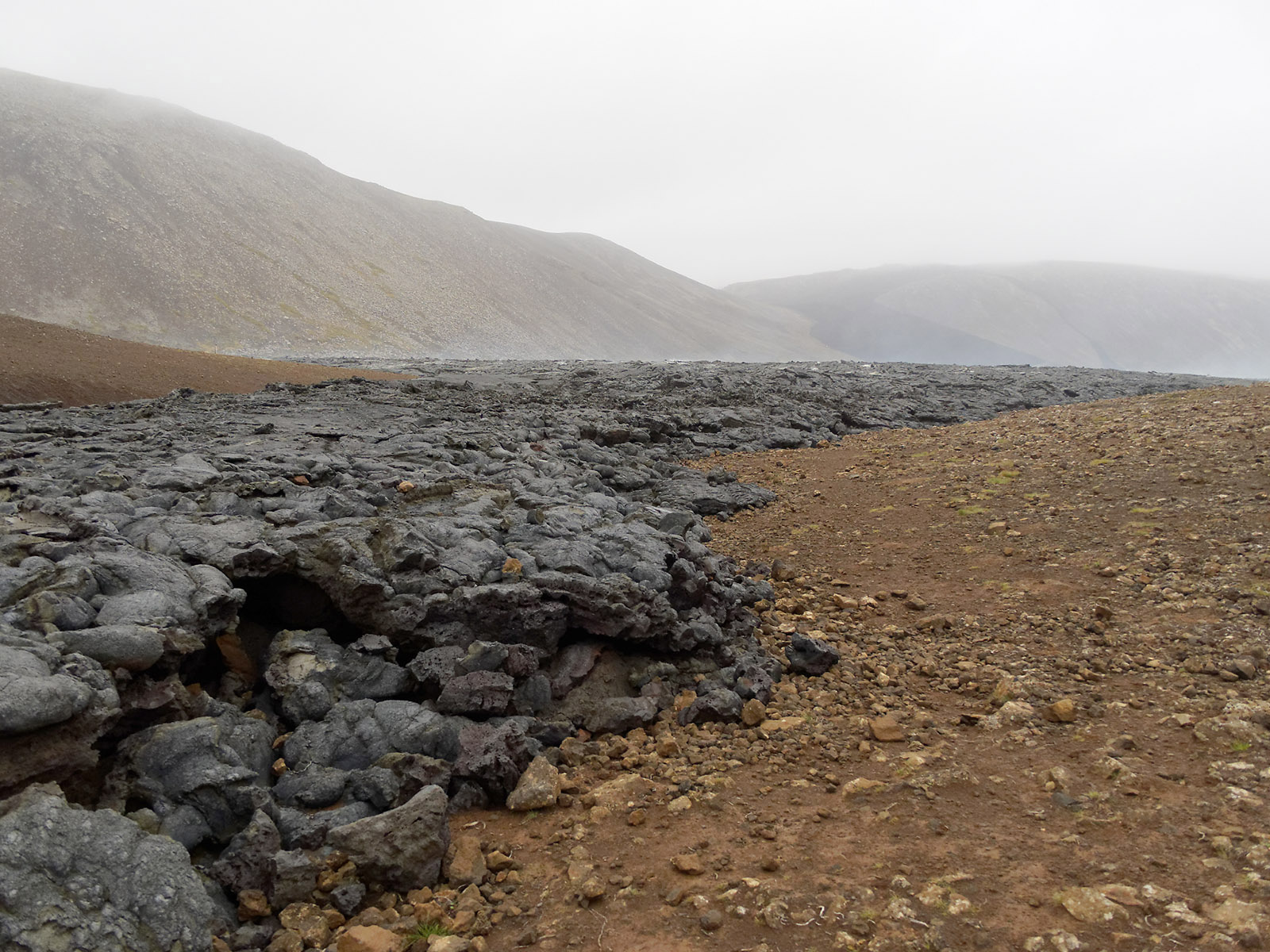 Detail of fresh lava flow in Meradalir valley